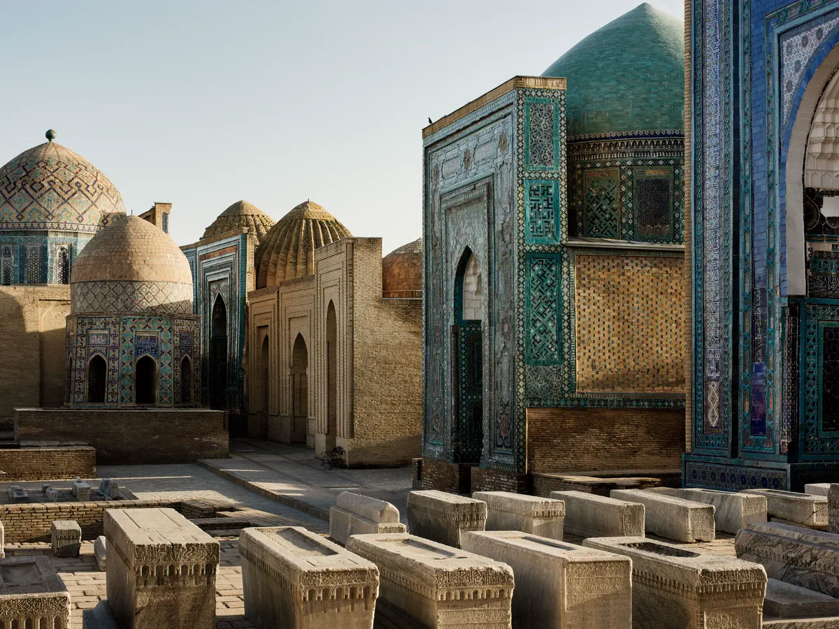 Historic tilework and architecture along a Silk Road route
